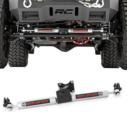 Rough Country N3 Estabilizador de dirección dual para Jeep Wrangler JK de 2 a 6 pulgadas