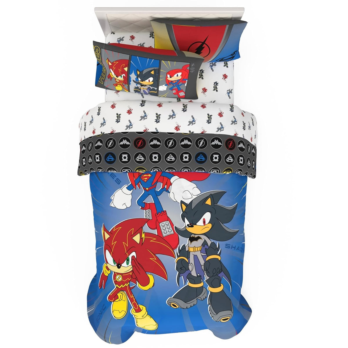 Franco Juego de Ropa de Cama Miffy, Edredón Reversible con Funda - Mellizo - DC X Sonic the Hedgehog