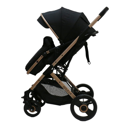 PRINSEL | Carriola y Autoasiento para Bebé | Carriola y Sistemas de Viaje/Paseo | Gold LX | Negro | De 0 Meses a 3 Años, Hasta 18 kg, Fácil Cierre, Asiento Reversible, Portabebé, Amplia Canastilla | Artículos para Bebés - Recién Nacido