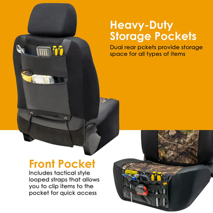 LPI Truck Mossy Oak Fundas de Asiento Delanteras para SUV y Camión, Bolsillos de Almacenamiento, Organizador Molle, 1370059
