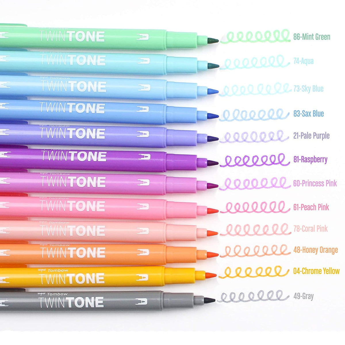 Tombow 61501 - Juego de marcadores TwinTone color pastel, paquete de 12 Marcadores de doble cara perfectos para planificadores, diarios, garabatos y mucho más