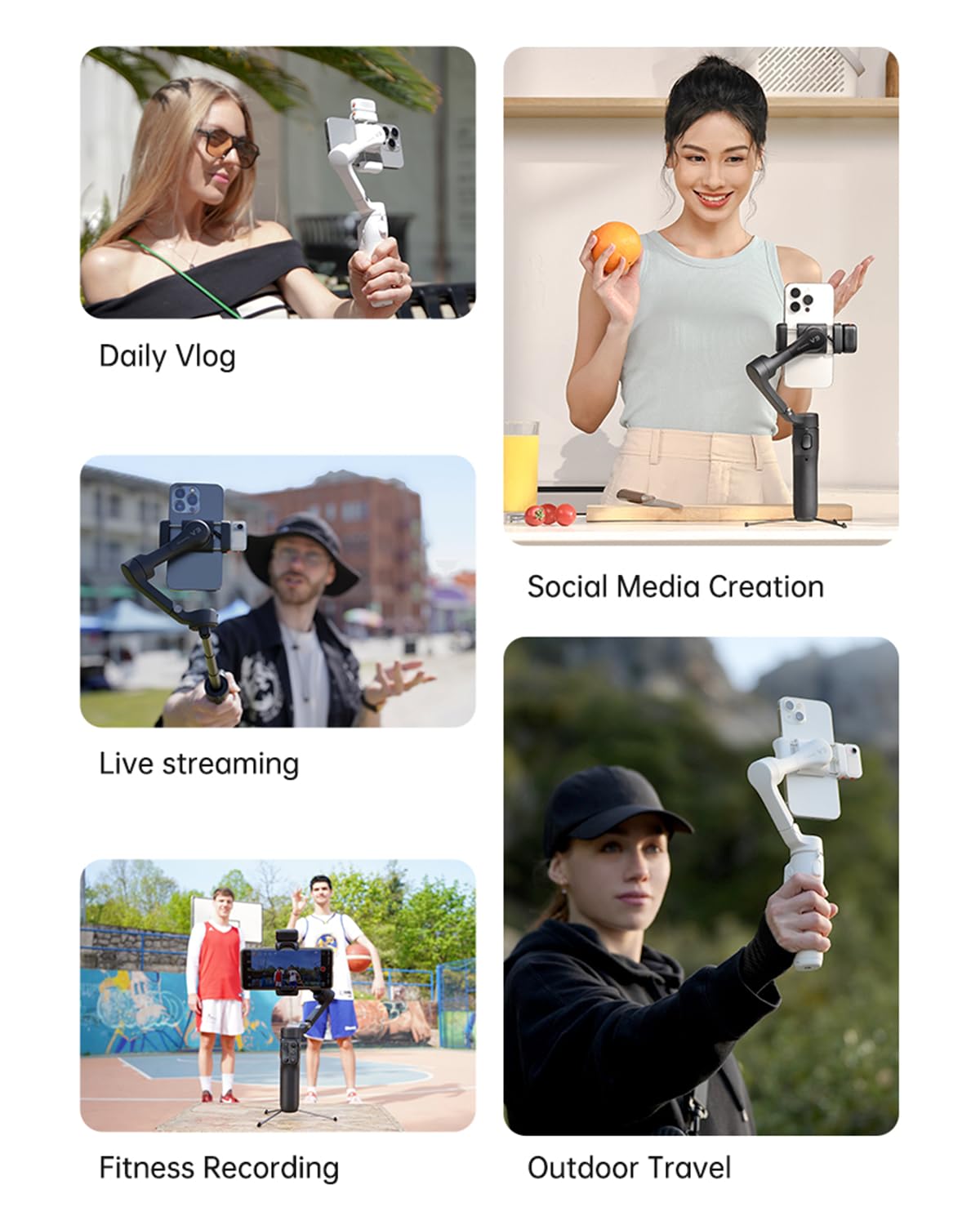 Hohem iSteady X3 Gimbal Stabilizer for Smartphone,3 Axis Phone Gimbal with Magnetic Fill Light, Desmontable Remote Control, Incorporado Extensible Rod&Tripod for Travel/Vlog/TikTok-Black