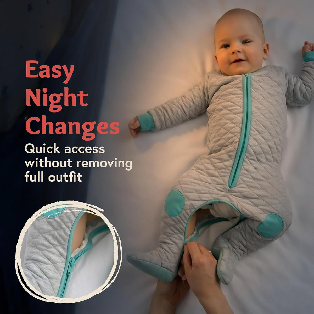 Baby Deedee Sleepsie Cotton Quilted Footie Pajama, 6-12 Months, Peacock