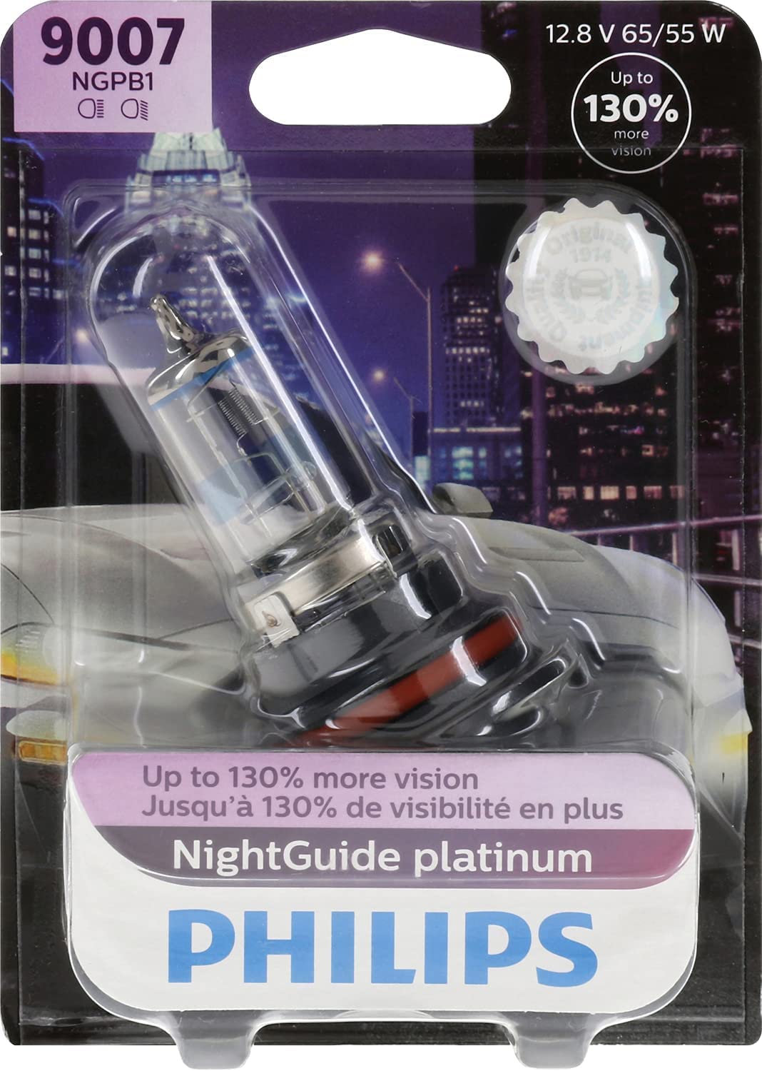 Philips Automotive Lighting 9007NGPB1 NightGuide Platinum Foco para Faros Delanteros, Blanco