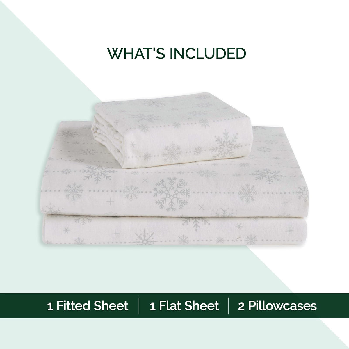 Elegant Comfort - Juego de sábanas de franela de algodón turco, ultra suave, 4 piezas, 100% algodón, sábanas de franela de Navidad, cálidas y acogedoras de calidad premium, sábana bajera ajustable con