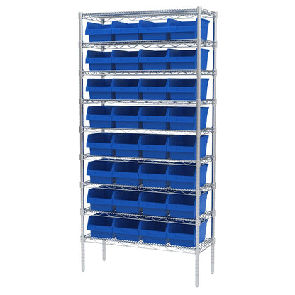 Akro-Mils 30080 ShelfMax Plastic Nesting Shelf Bin Box, 12-Inch L by 8-Inch W by 6-Inch H, Blue, Case of 8