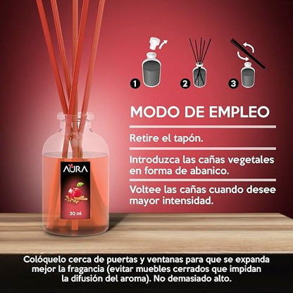Aura Ambientador Mikado Canela y Manzana 2 Pack 30 ml