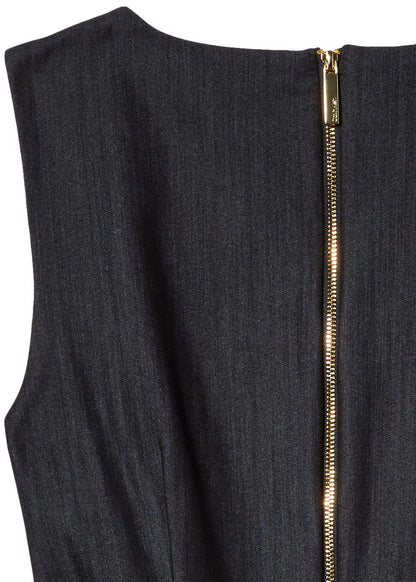 Calvin Klein Petite sin Mangas de Cuello Cuadrado Ajuste & Flare con Auto Lazo cinturón Vestido Vestido para Mujer
