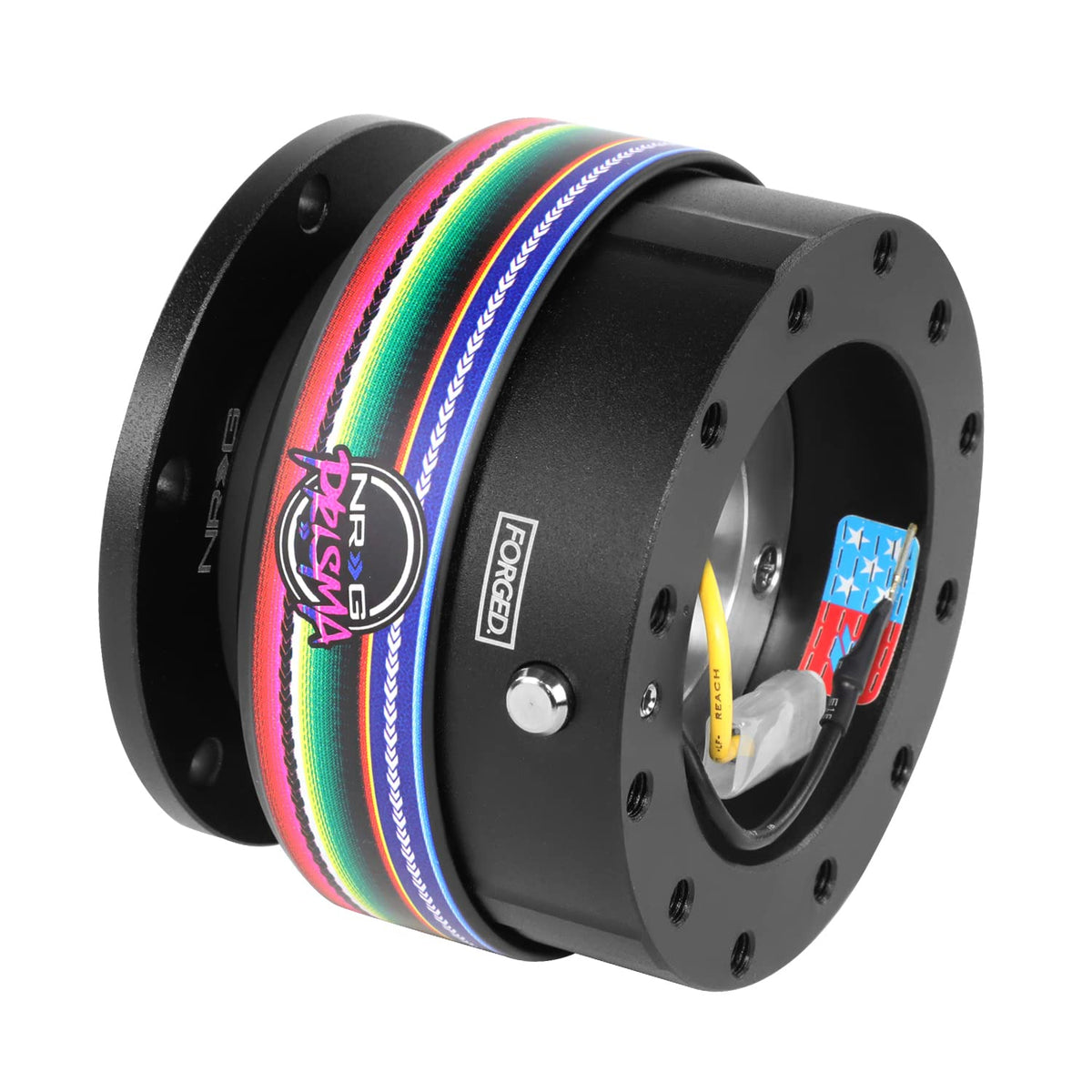 NRG Innovations NRG-SRK-200BK-MEXICALI Gen 2.0 Adaptador de Liberación Rápida para Volante, 6 Orificios, Cuerpo Negro/Anillo Mexicali