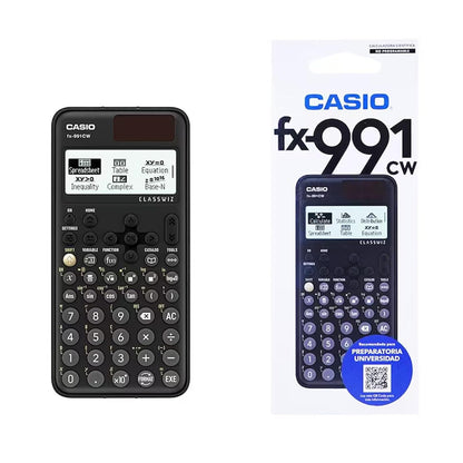 Casio Calculadora Científica fx-991CW ClassWiz, Color Negro, +540 Funciones, Solar y Batería, Nivel Preparatoria y Universidad