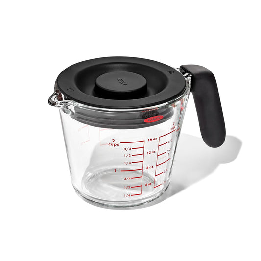 OXO Good Grips - Taza medidora de vidrio con tapa de 2 tazas