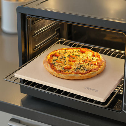 VEVOR Piedra para Hornear Pizza de 38 x 30 cm, Rectangular de Cordierita, Placa Extragrande con Raspador, 1,5 cm de Grosor, Resistente al Calor, Apta para Cocina, Horno, Pan, Pizza y Parrilla