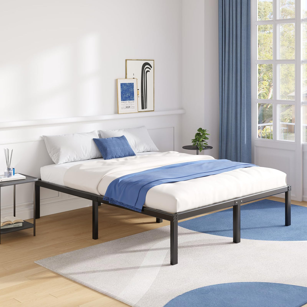 Avenco - Marco de Cama con Plataforma de Metal, tamaño King, 14 Pulgadas, diseño silencioso sin Ruido, Soporte de Acero Resistente, Almacenamiento Debajo de la Cama, fácil Montaje, no Necesita somier