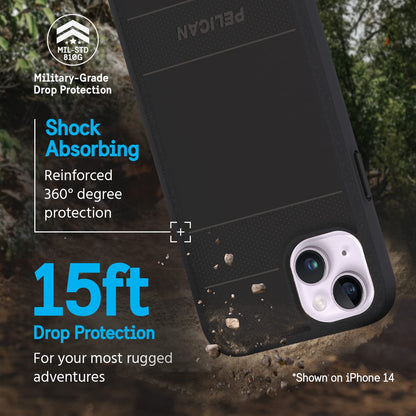 Case-Mate Pelican Protector - Funda magnética para iPhone 14 Plus, Compatible con MagSafe, Protección contra caídas de Grado MIL de 15 pies - Negro