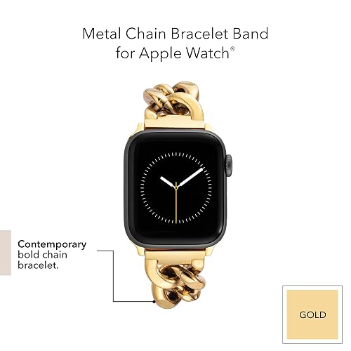 Anne Klein - Pulsera de cadena de moda para Apple Watch, segura, ajustable, correa de repuesto para Apple Watch, se adapta a la mayoría de muñecas