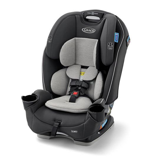 Graco Slimfit 3 en 1 Asiento de automóvil convertible, diseño ultra ahorro de espacio, Darcie 2.0, adecuado para respaldo trasero y delantero, asiento elevador de respaldo alto con reposacabezas de 10