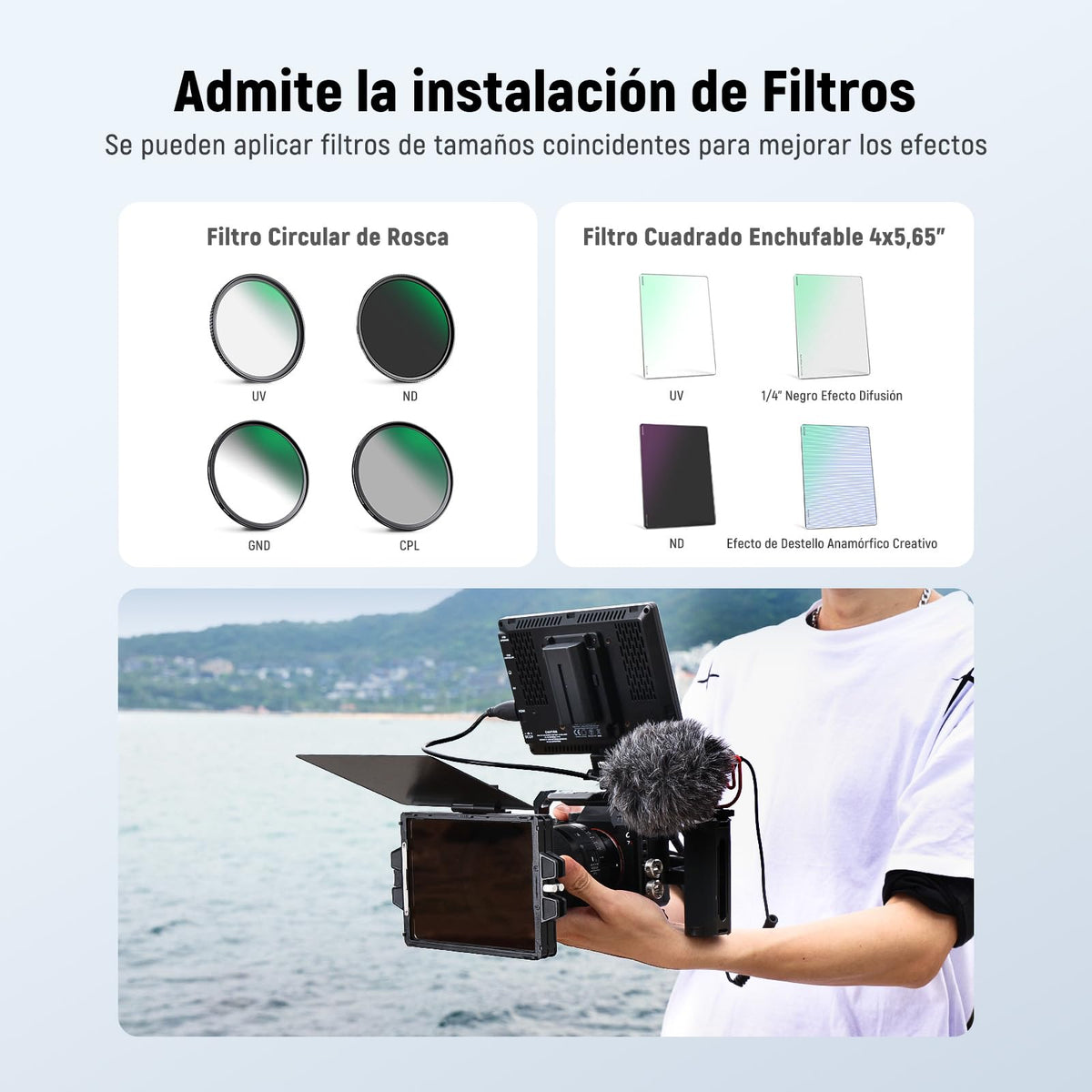 NEEWER Mini Caja Mate con Dos bandejas de Filtro de 4 x 5.75 Pulgadas, 4 adaptadores de Lente Circular, Bandera Superior de Fibra de Carbono, Compatible con Accesorios SmallRig Compatible con Filtro