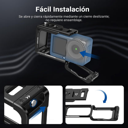 NEEWER - Jaula de cámara para Osmo Action 6, estabilizador Ligero de Metal con Zapato fría y Rosca de 1/4 Pulgadas, Compatible con dji Mic Adaptador magnético de liberación rápida, Accesorios de