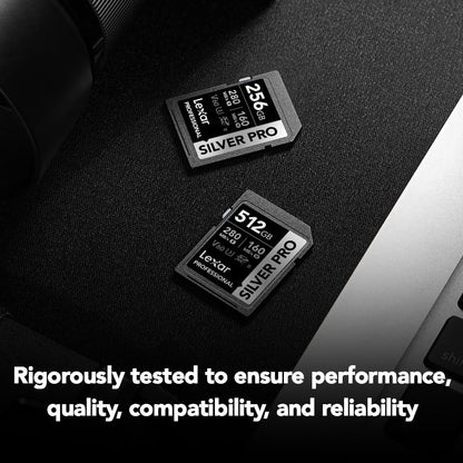 Lexar Professional Tarjeta de memoria Silver PRO SDXC UHS-II de 128 GB, C10, U3, V60, Full HD y video 4K, hasta 280 MB/s de lectura, para fotógrafo profesional, videógrafo, entusiasta (LSDSIPR128G-BNNNU)