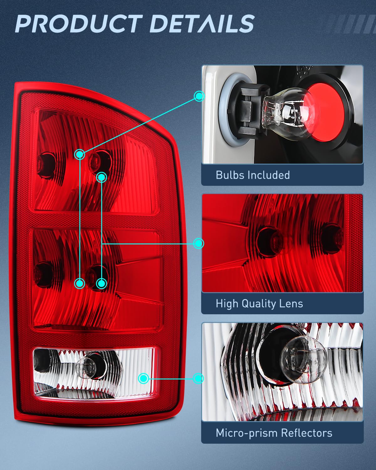 Nilight Luz Trasera del Pasajero para Dodge Ram 1500 2500 3500 2002-2006, Estilo OE, NA818