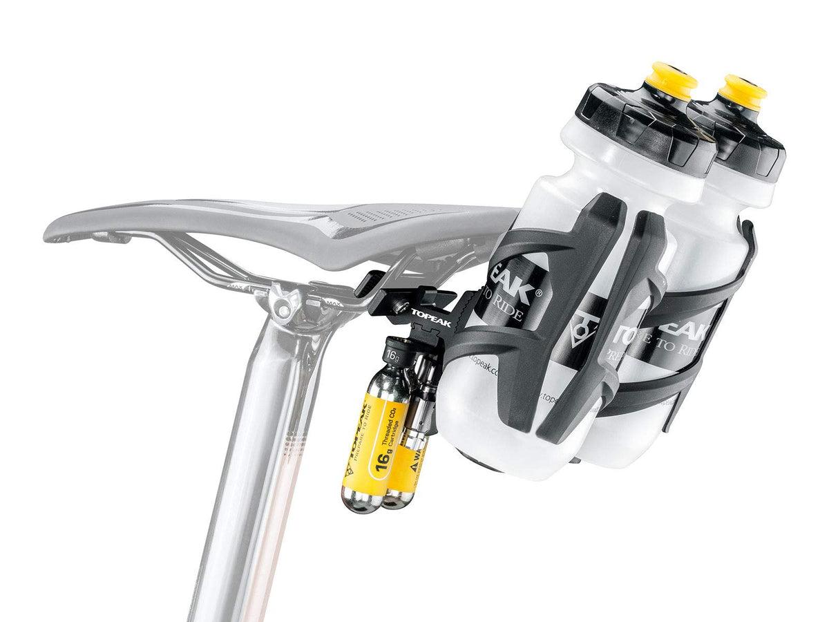 Topeak Tri-Cage para Bicicleta con palancas de neumáticos integradas, Color Negro, 5.8 x 9 x 3.2 Pulgadas / 5.8 x 3.5 x 3.2 Pulgadas