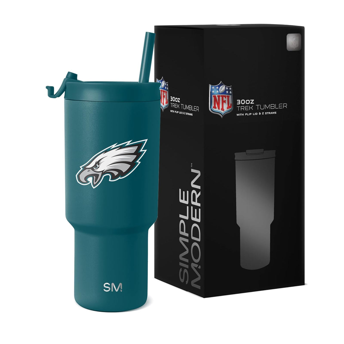 Simple Modern Termo de 30 Onzas con Tapa Abatible y Popote - MERCANCÍAS - Philadelphia Eagles