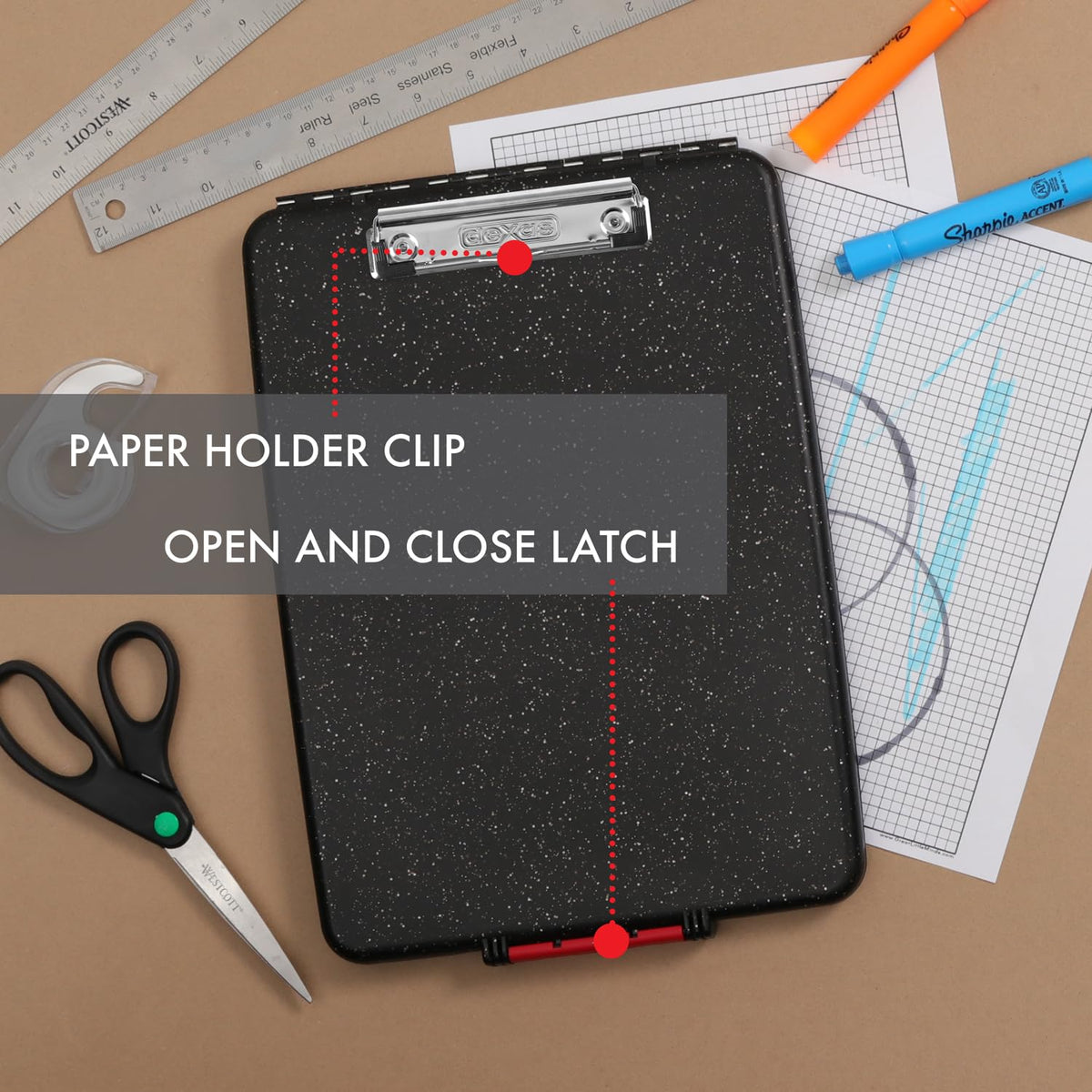 Dexas Slimcase Storage Clipboard, Midnight Granite