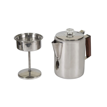 StanSport - Cafetera percolater de acero inoxidable para 9 tazas