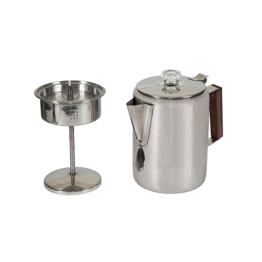 StanSport - Cafetera percolater de acero inoxidable para 9 tazas