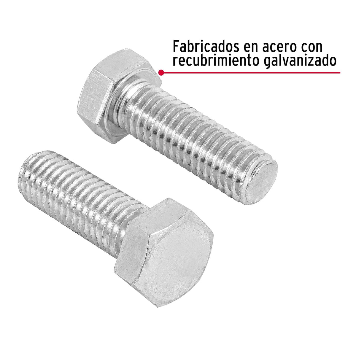 Fiero TORM-1/2X1-1/2, Tornillo acero galvanizado tipo máquina 1/2x1 1/2", 30 pzas