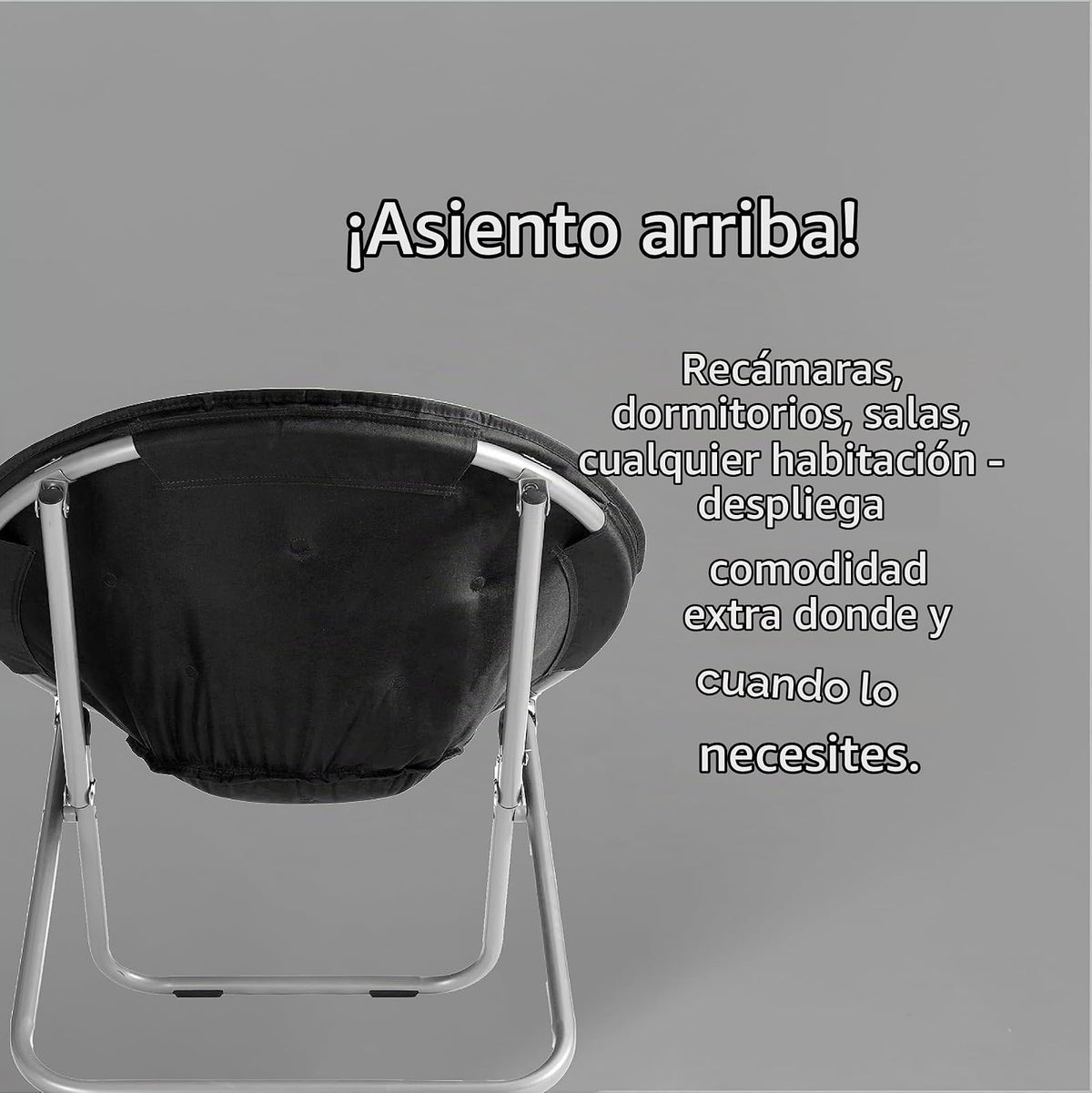 Urban Lifestyle - Silla de platillo Plegable de microgamuza, Color Negro, 27D x 32W x 29.5H