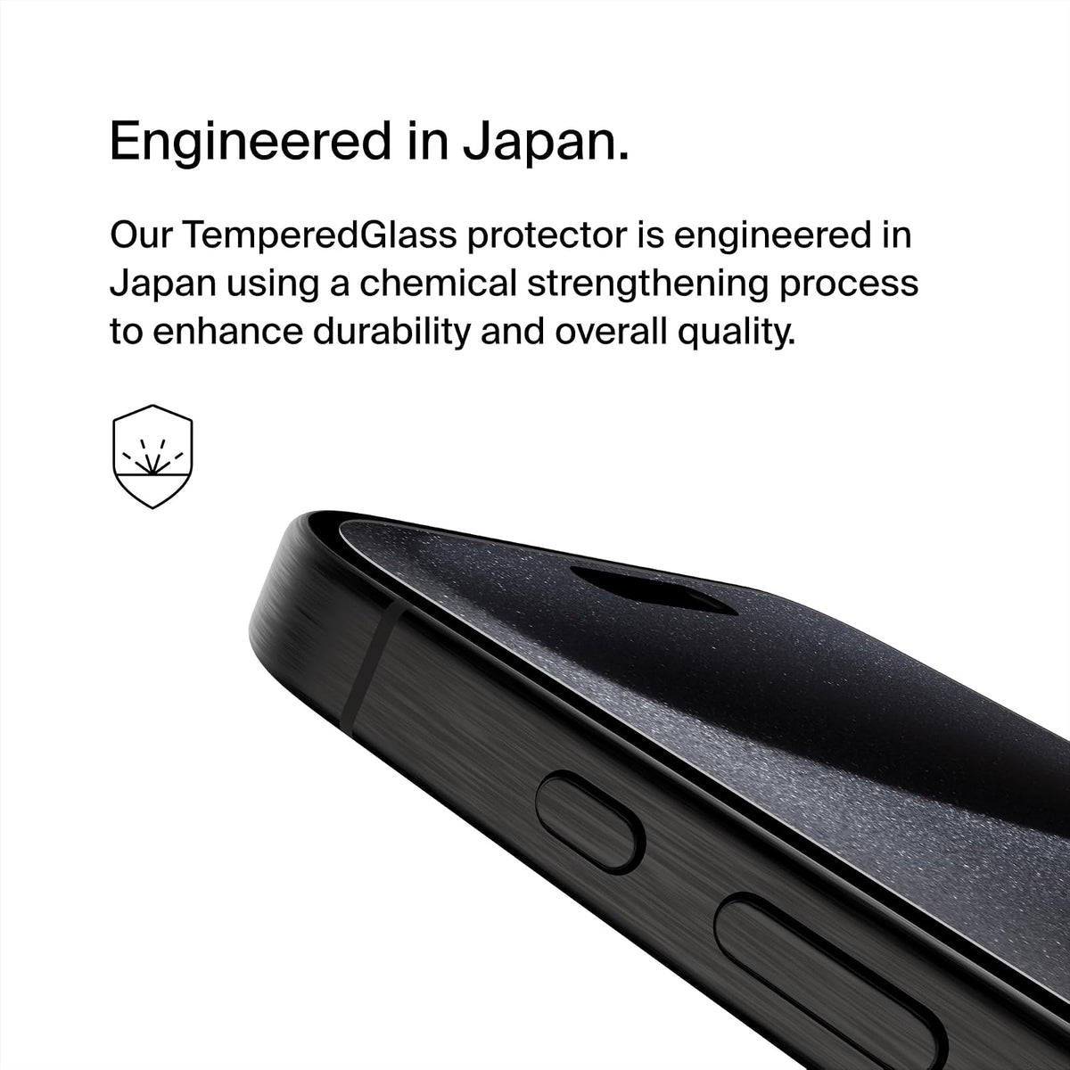 Belkin ScreenForce Protector de visualización tratado de vidrio templado para iPhone 15 Pro Max, delgado y resistente a los arañazos, incluye bandeja de alineación fácil para aplicación sin burbujas