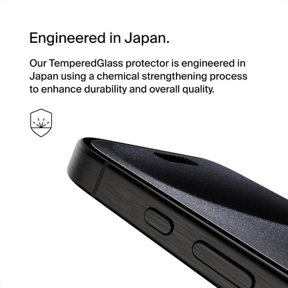 Belkin ScreenForce Protector de visualización tratado de vidrio templado para iPhone 15 Pro Max, delgado y resistente a los arañazos, incluye bandeja de alineación fácil para aplicación sin burbujas