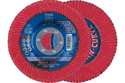 PFERD POLIFAN® - Disco de aleta de tipo radial curva, 4-1/2 x 7/8 pulgadas, circonita de grano 40, accesorio de soldadura y accesorio de amoladora angular - para molienda de acero y acero inoxidable - 4-1 - 2" x 7 - 8" Large - Agujero central - Cerámica 6