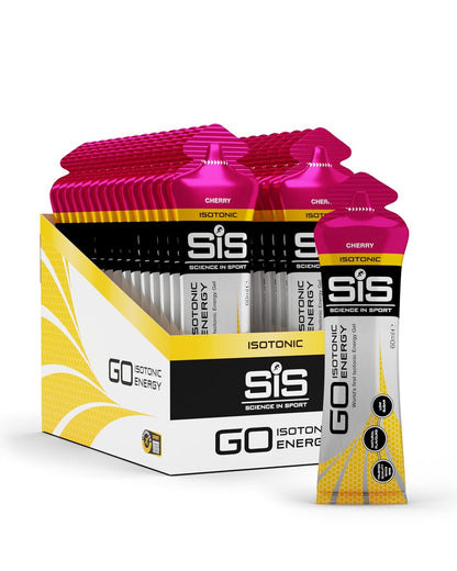 SiS GO Gel Energético Isotónico Sin Gluten, Caja con 30 Sobres de 60 ml - Cereza