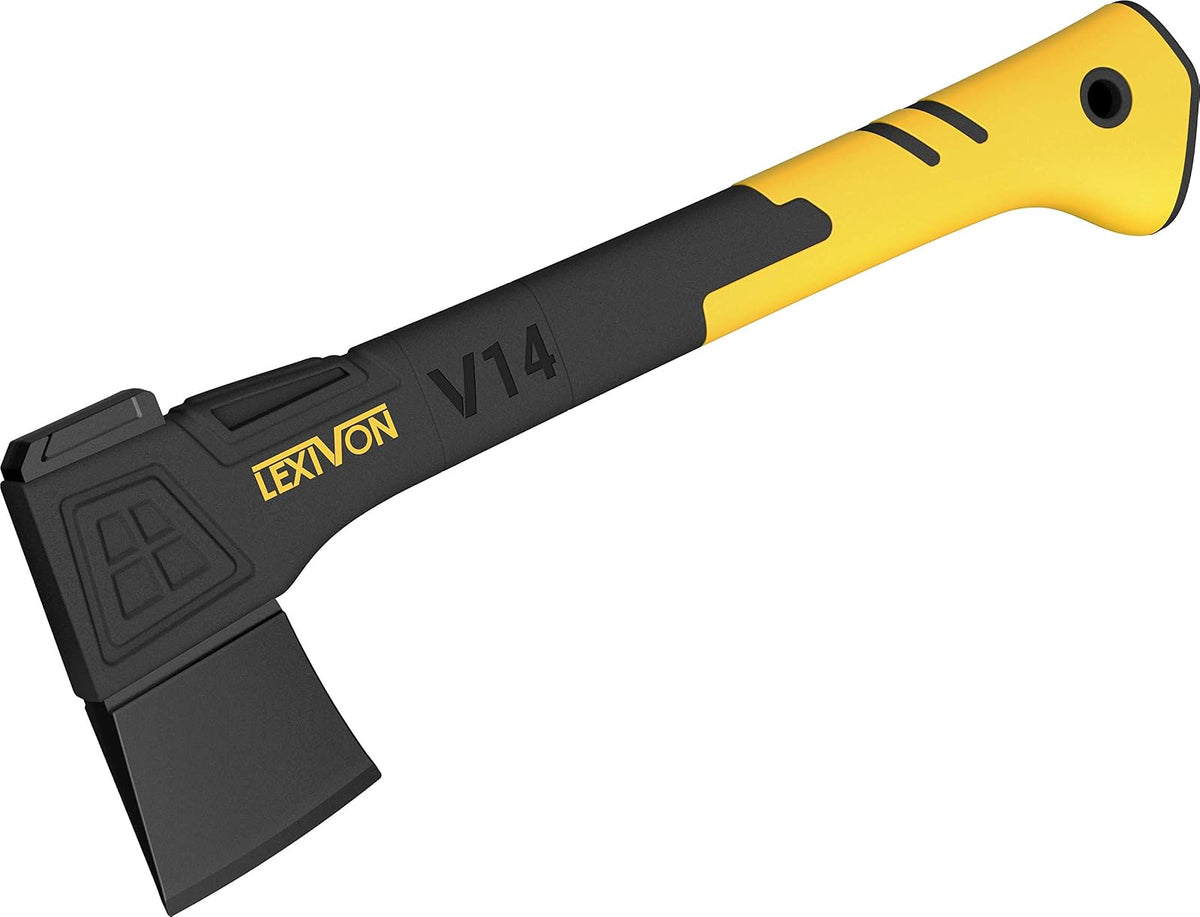 LEXIVON V14 - Hacha de Camping de 14 Pulgadas | Agarre ergonómico TPR y Mango Compuesto de Fibra de Vidrio Ligero | Funda Protectora de Transporte incluida (LX-V14)