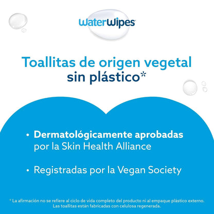 WATERWIPES, Toallitas Húmedas Originales para Bebés, Limpieza y Comodidad, Hipoalergénicas, 9 Paquetes Incluidos