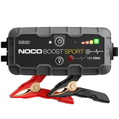 NOCO Boost GB20: Arrancador de batería de Auto 500A – Booster de Litio portátil 12V, Power Bank y Cables para Pasar Corriente – para Motores a Gasolina de hasta 4.0 litros