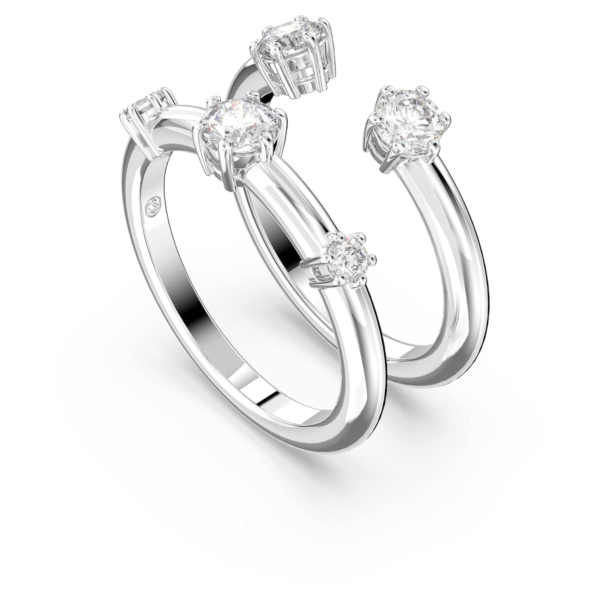 Swarovski Anillo Constella, Conjunto (2), Talla redonda, Blanco, Baño de rodio