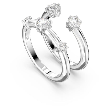 Swarovski Anillo Constella, Conjunto (2), Talla redonda, Blanco, Baño de rodio