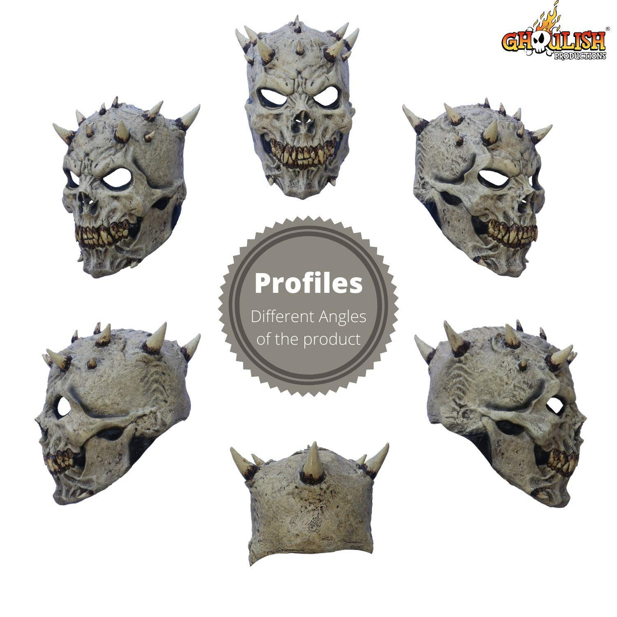 Máscara Artesanal Spikes Skull, Máscara de Craneo del Infierno con Cuernos, Disfraz de Calavera Malvada Ideal para Halloween y Día de Muertos