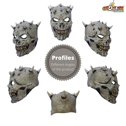 Máscara Artesanal Spikes Skull, Máscara de Craneo del Infierno con Cuernos, Disfraz de Calavera Malvada Ideal para Halloween y Día de Muertos