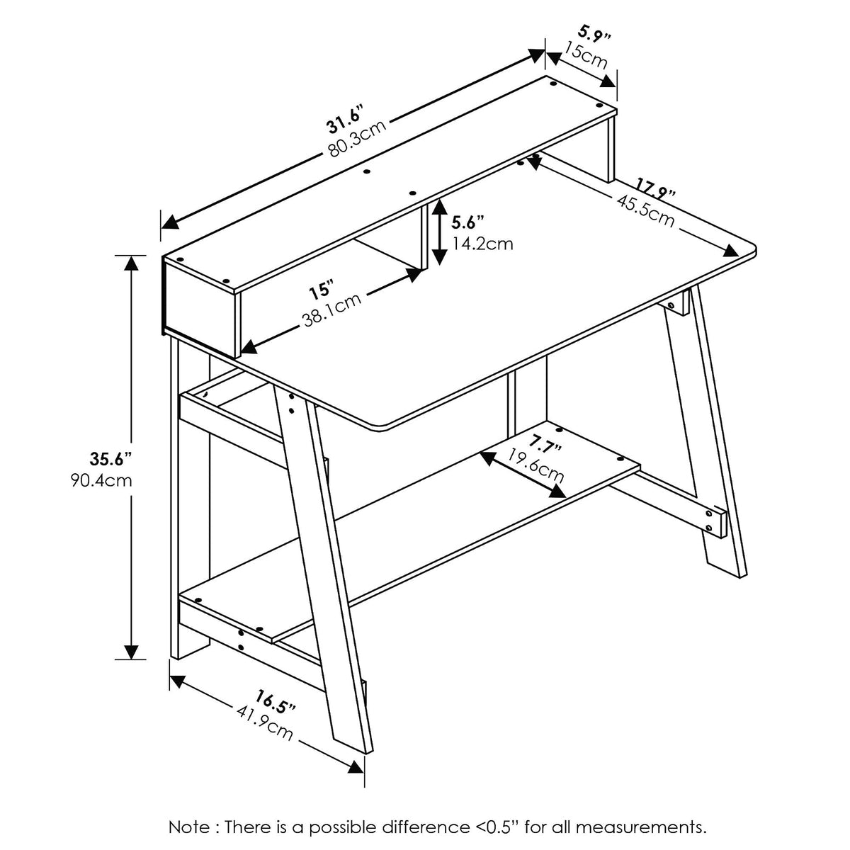 Furinno Simplistic a Frame - computadora para computadora
