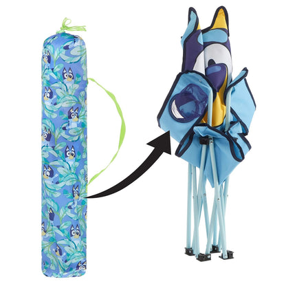 Idea Nuova Bluey - Silla Plegable para niños, Silla portátil para Exterior/Interior con Bolsa de Transporte, Soporte para Vasos, Respaldo Alto, Ligera y Duradera para Mayores de 3 años
