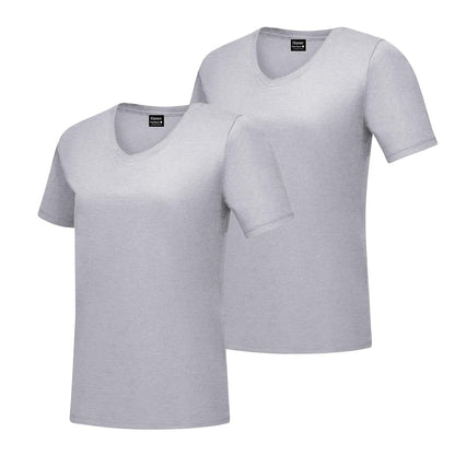 Hanes Playera Cuello en V para Mujer, 100% Algodón - Acero ligero, paquete de 2 - G