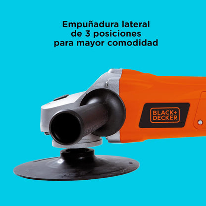 BLACK+DECKER Pulidora y Lijadora 7" (180mm) 1300W con Caja, WP1500K | Pulidora y Lijadora 7" (180mm), 1300W, Incluye Caja para Herramientas