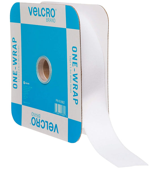 VELCRO Brand - Rollo de cinta de velcro de doble cara, autoadherente, multiusos, con gancho y bucle, Blanco, 45ft x 1 1/2in