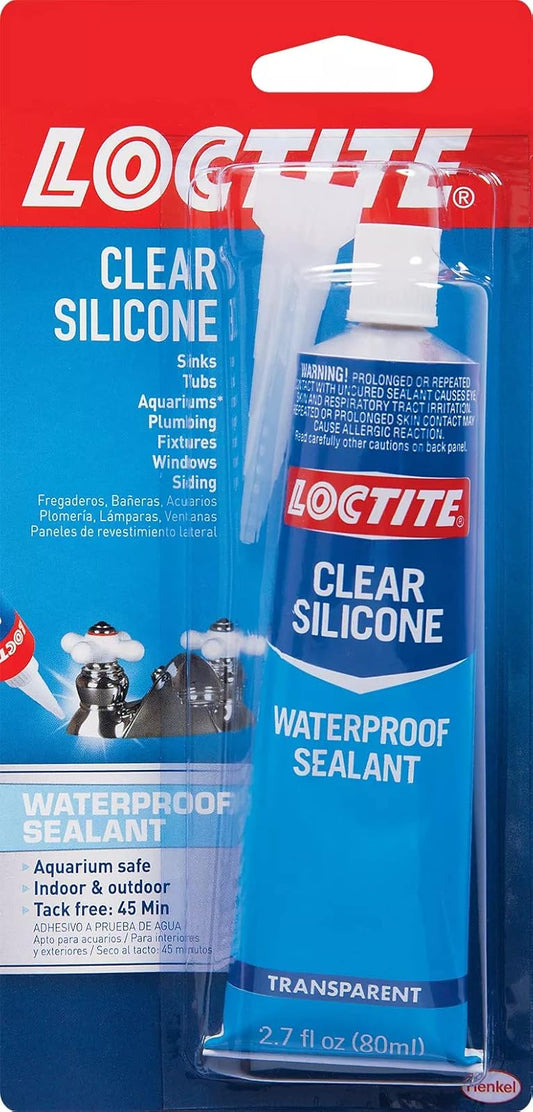 Loctite Sellador de silicona transparente impermeable, tubo de 79.85 ml (908570), Single 2.7 Oz Tube, Transparente