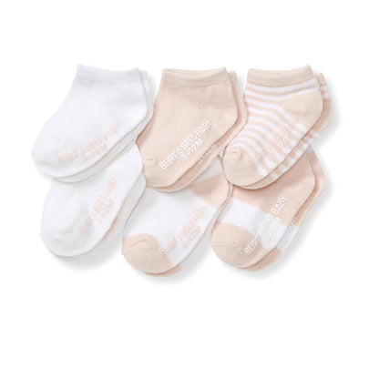 Burt's Bees Baby - Calcetines unisex para bebé con altura de tobillo o redondo, fabricados con algodón orgánico suave, 6 paquetes con agarres antideslizantes para bebés