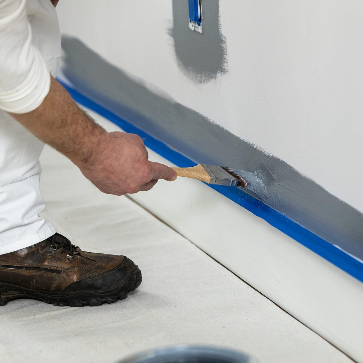 FrogTape Pro - Cinta de pintor con bloque de pintura, adherencia media, 1.4 pulgadas de ancho x 60 yardas de largo, azul, 6 rollos (242750)
